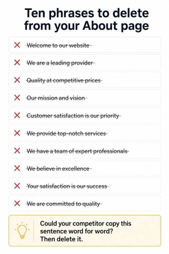 Phrases to remove from your about us page